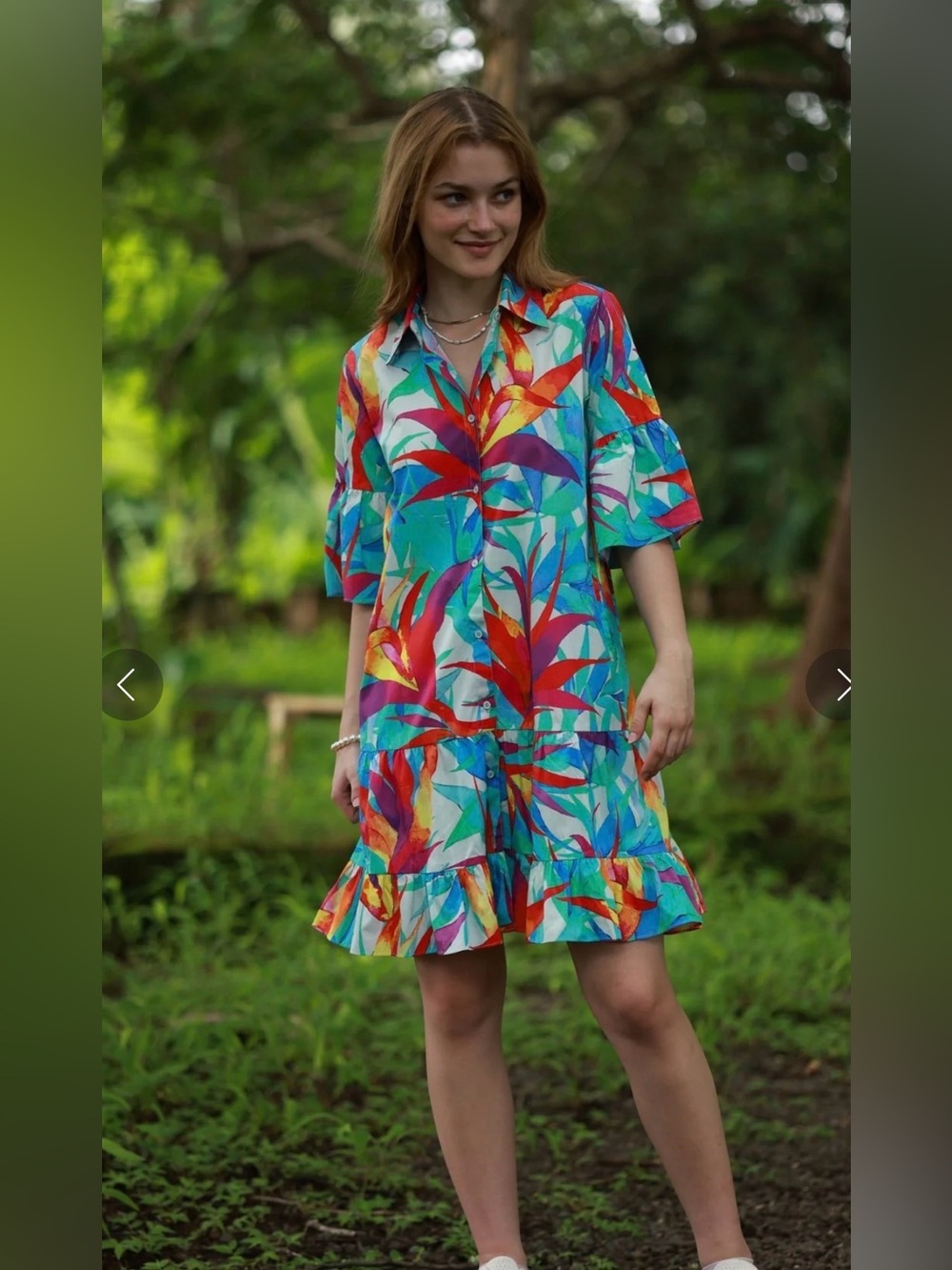 Maude Vivante  Multi-Color Tiered Shirt Tropical Dress - NWT size XS/SM